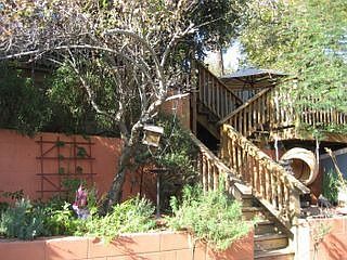 Terraced backyard to deck