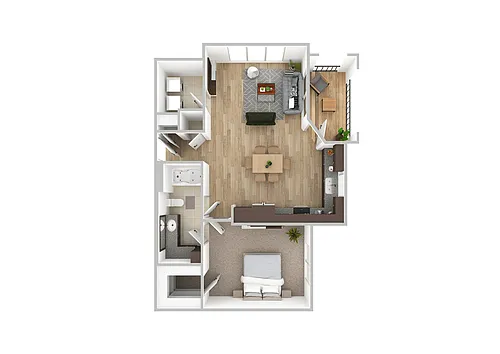 Floor plan A2 Edge - 1 Bedroom, 1 Bathroom