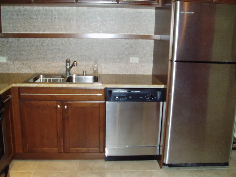 Both refrigerator and dishwasher have been replaced with new models. This is an Old Photo.