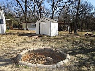 Firepit and shed.