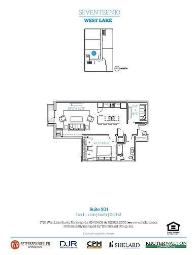 Floor plan Unit 301 - Southwest View