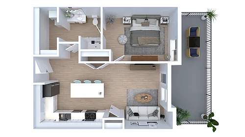 Floor plan GH One Bedroom