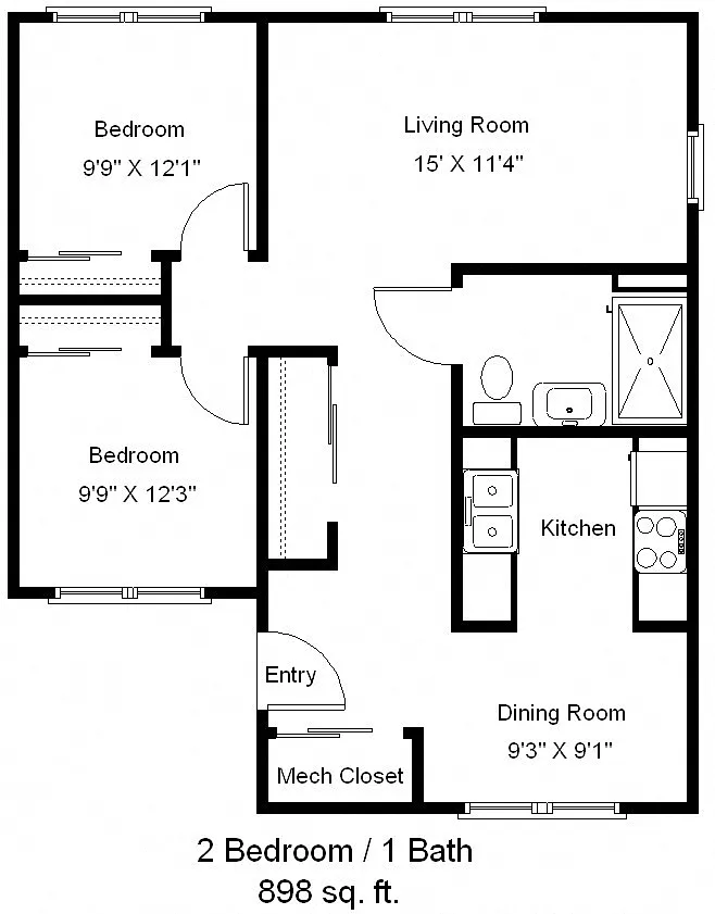 Floor plan 2 Bedroom A