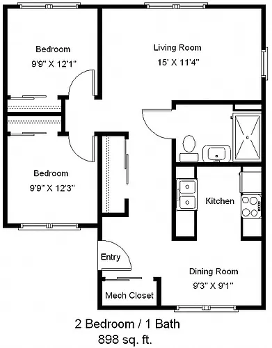 Floor plan 2 Bedroom A