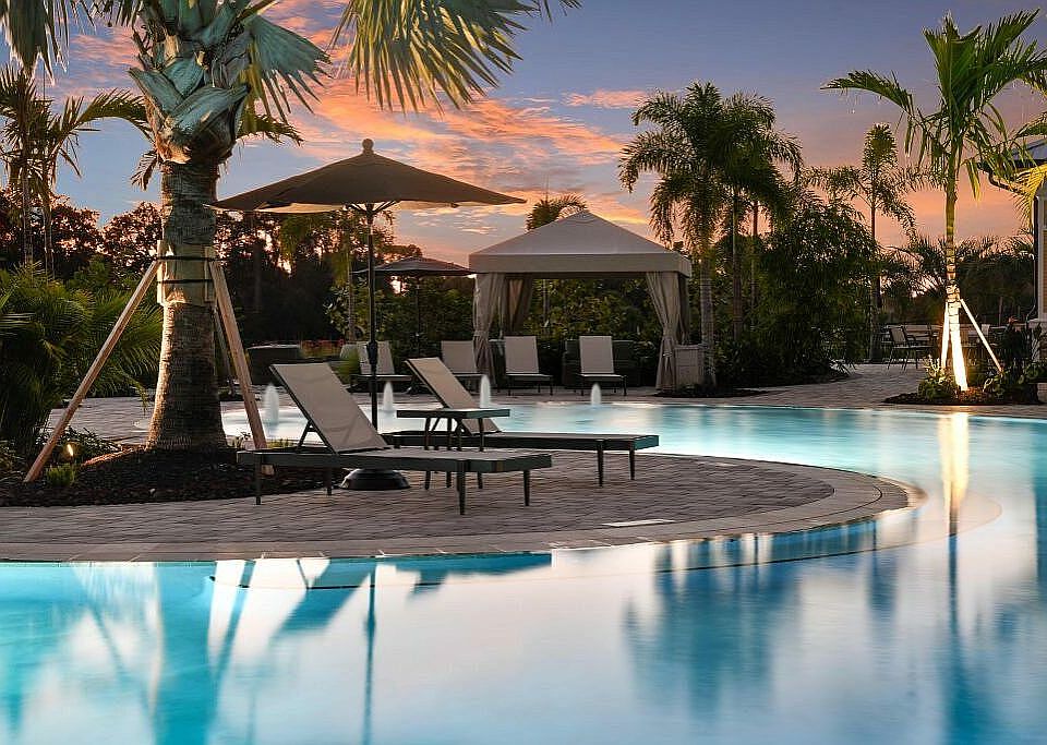 Resort Pool at Sunset
