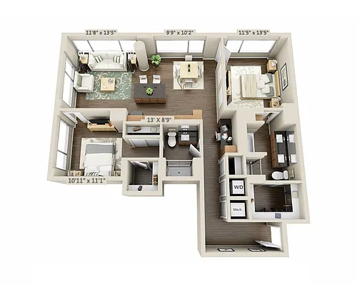 Floor plan Two Bedroom B2H