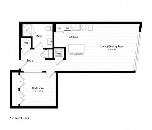 Floor plan 1 Bed - 1 Bath | A07 - Judd