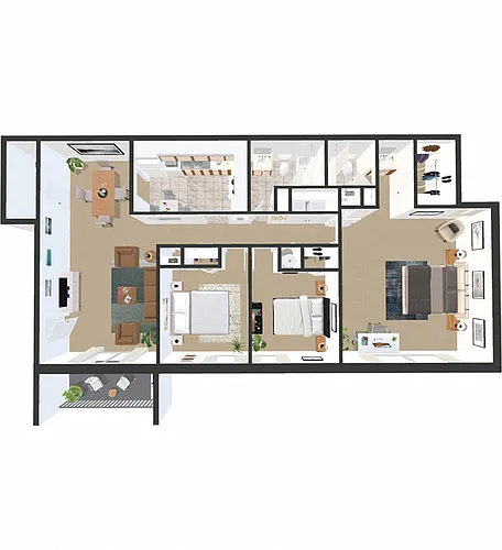 Floor plan 3 BED/2 BATH GARDEN