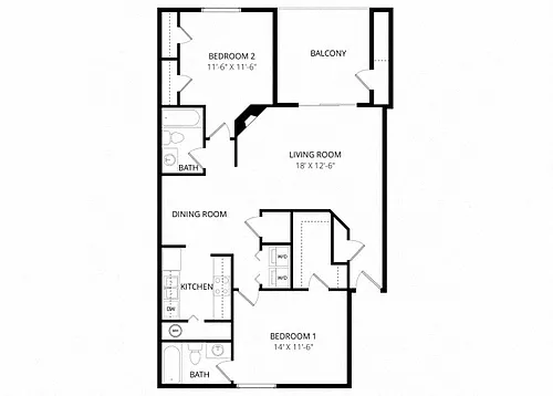 Floor plan Two Bedroom Two Bath