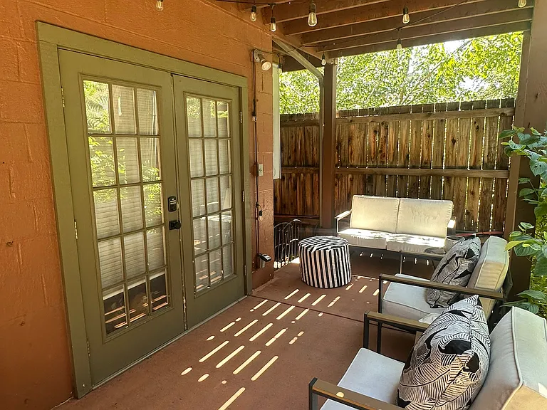 private patio space. outdoor furniture will stay.