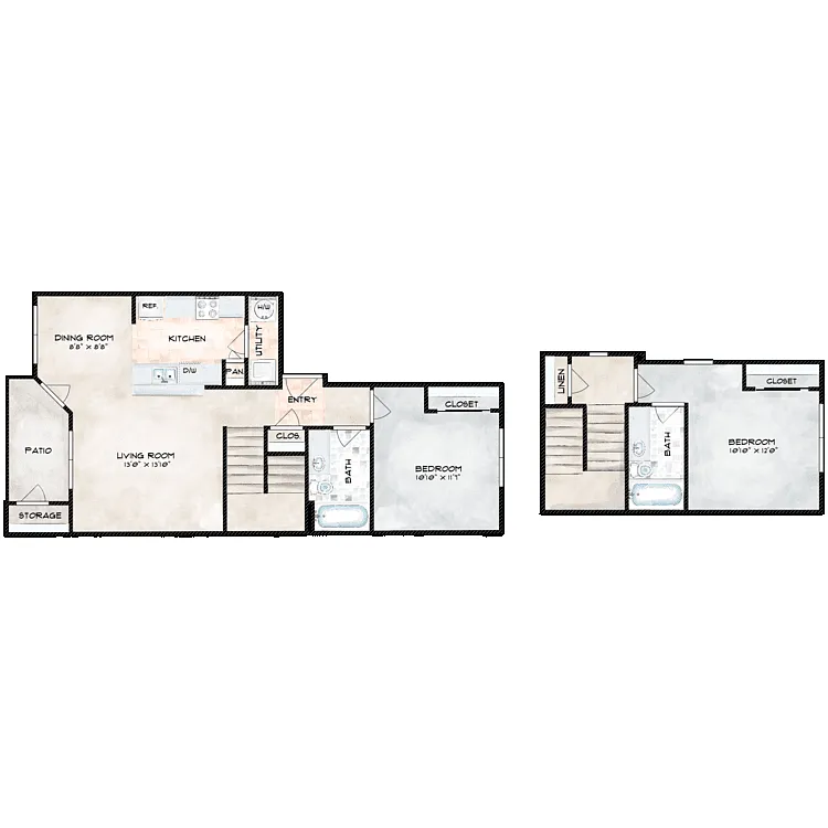Floor plan 2 Bed 2 Bath