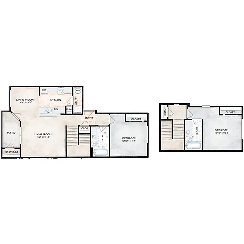 Floor plan 2 Bed 2 Bath