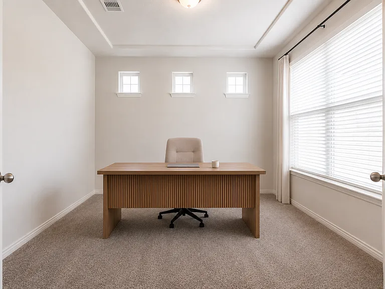 dedicated office off entry way with French doors