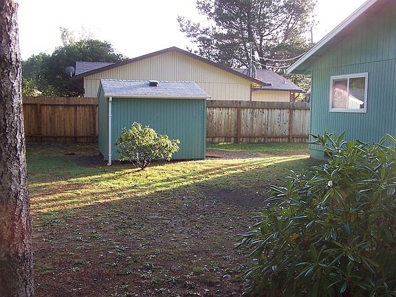 Back yard with storage shed