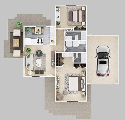 Floor plan Barcelona - 2x2 - 860 sq. ft. with Garage