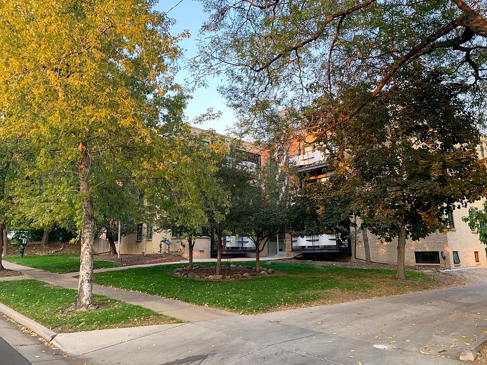 Front of building. Lots of shade makes for a great summer spot.