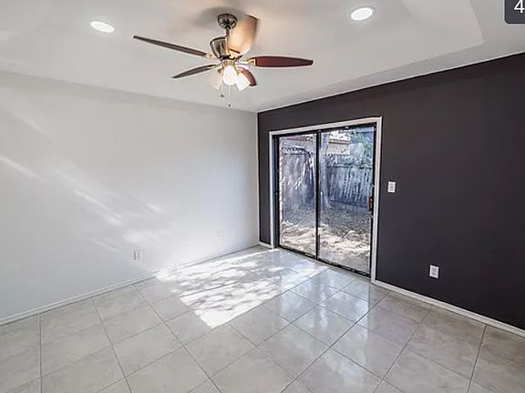 Ceiling fans on all rooms. 
Master bedroom connects with backyard