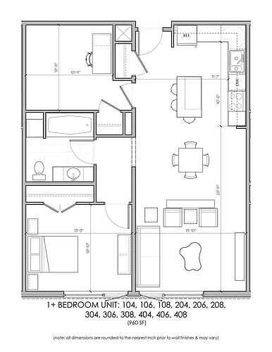 Floor plan One Bedroom Plus Den