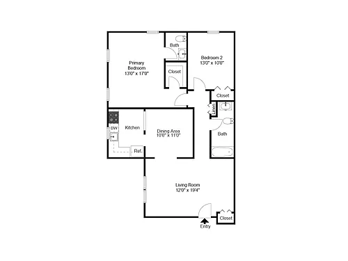 Floor plan Two Bedroom 2nd and 3rd Floor