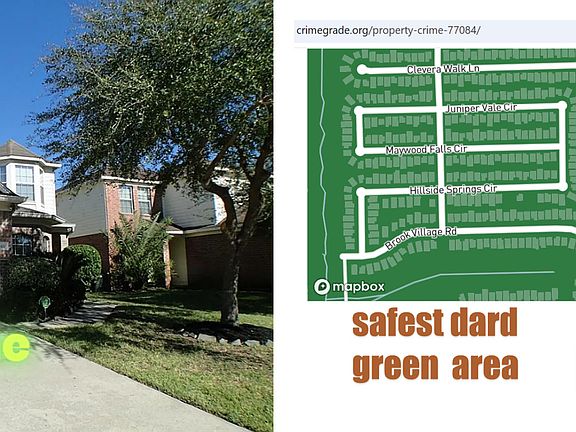 front view & green lowest crime rate neighborhood