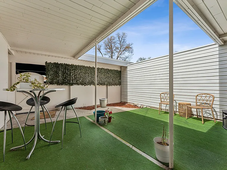 Private rear patio for enjoying outdoor living !