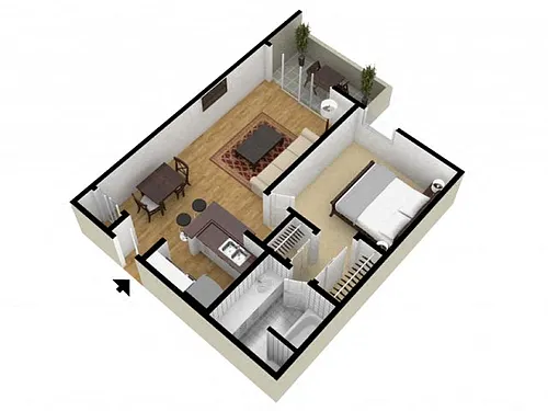 Floor plan 1 Bed 1 Bath 648 Sqft