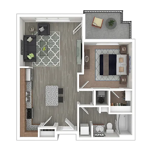 Floor plan 1BR Monroe