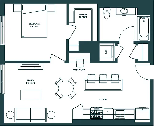 Floor plan 1 Bed/1 Bath-B4.1