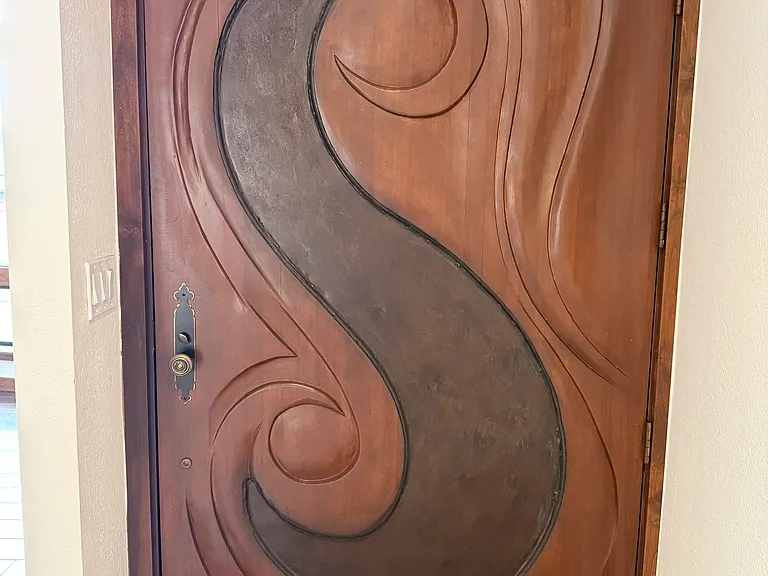 Custom front door from the inside of the house