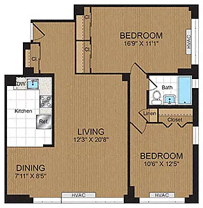Floor plan Two Bedroom 2A