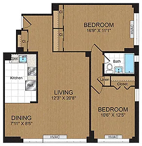 Floor plan Two Bedroom 2A