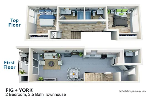 Floor plan 2 Bedroom, 2.5 Bath