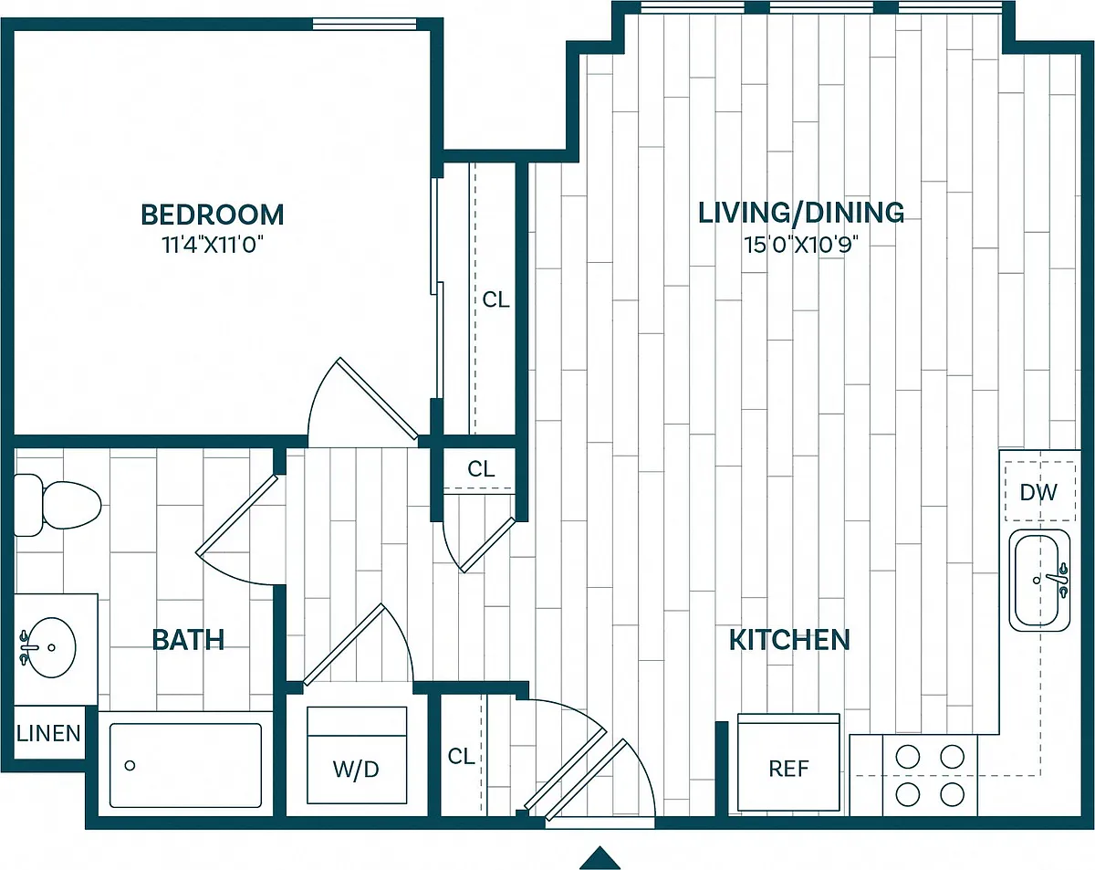 Floor plan 1 Bed/1 Bath-A1