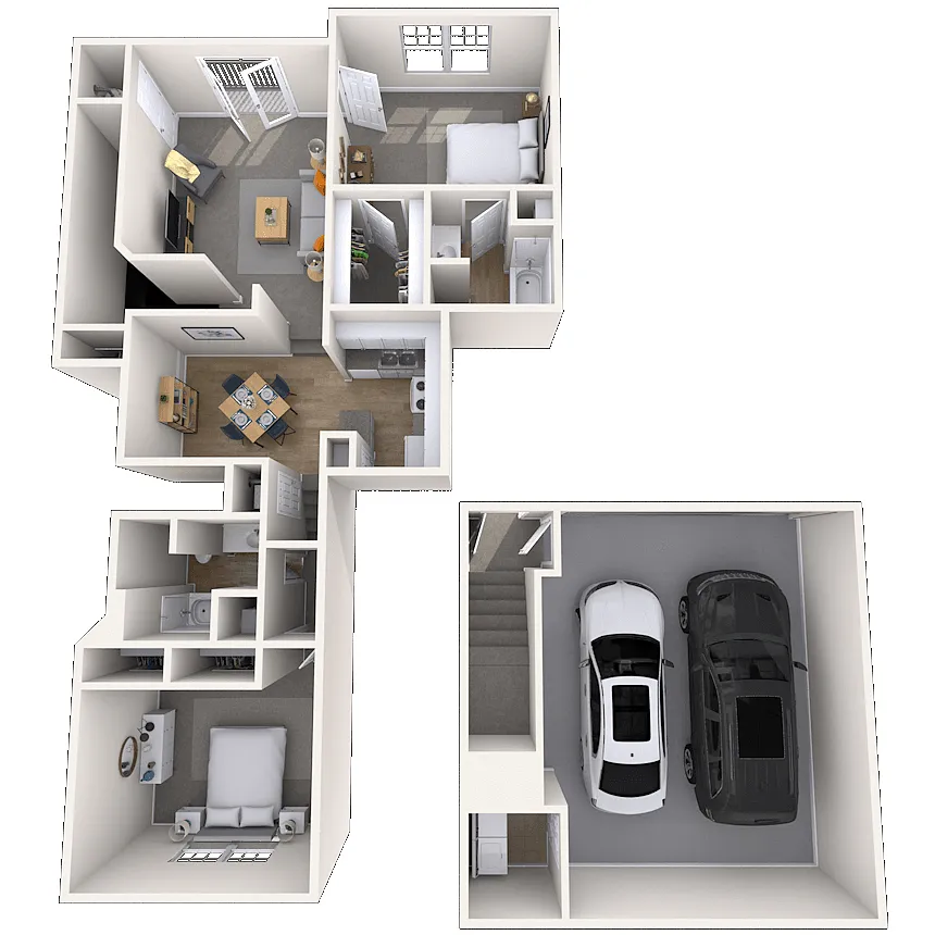 Floor plan Carriage Home 2x2 1263-1284 SF