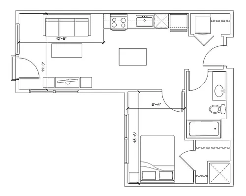 Floor plan Vector - 1x1 U9
