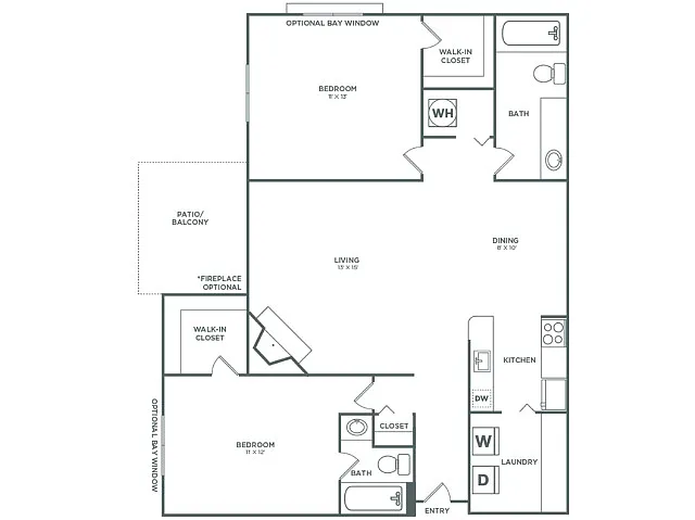 Floor plan Spruce (983 SF)