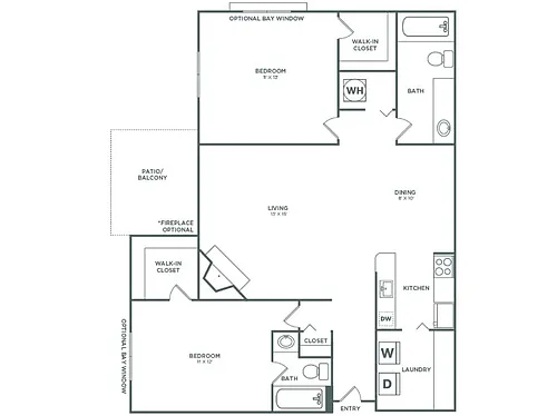Floor plan Spruce (983 SF)
