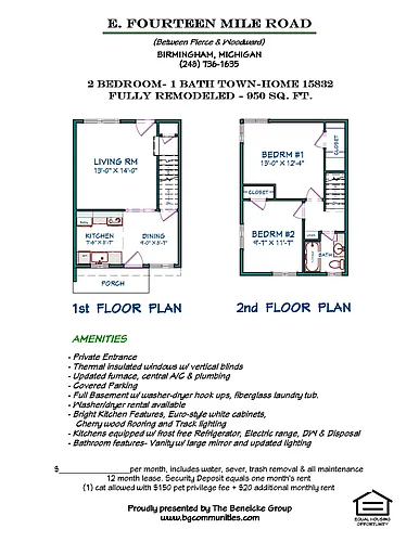 Floor plan 2 Bed Townhome