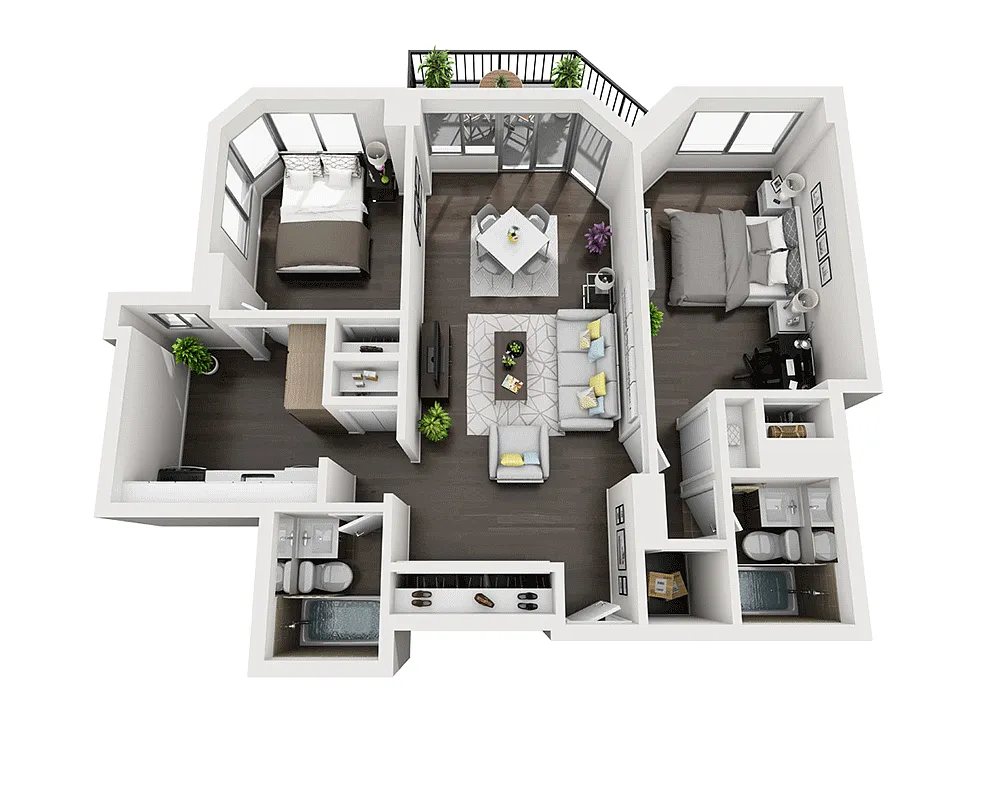 Floor plan Two Bedroom B2A-W