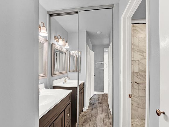 Vanity and 1 large closet