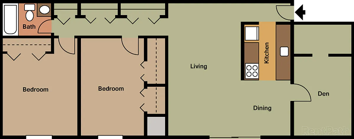 Floor plan 2D1 - 2 Br Den Storage