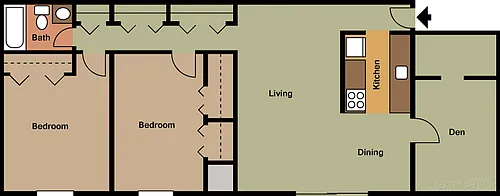 Floor plan 2D1 - 2 Br Den Storage