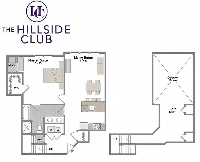 Floor plan 1Bedroom 1Bath with Loft