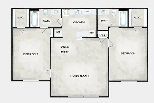 Floor plan Two Bedroom/Two Bath