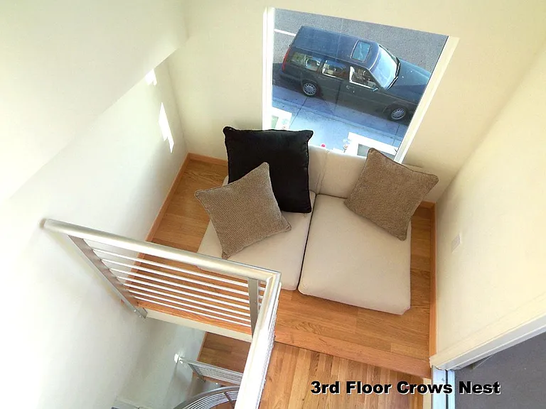 A space 3 stories above street for reading, meditating, or relaxation.