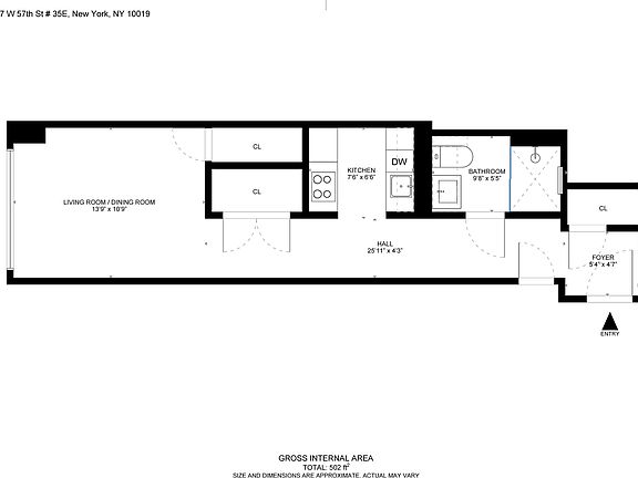 2nd image of 217 W 57th St APT 35E