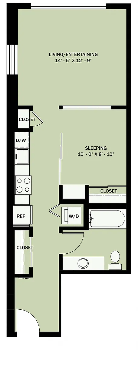 Floor plan 1 Open 1 Bath Income Qualified BN2