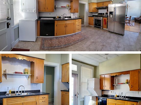 Eat-in kitchen with access to back porch and yard.