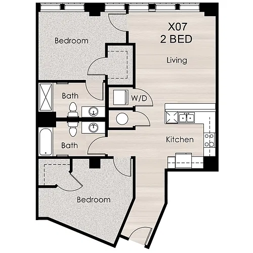 Floor plan 2 Bed / 2 Bath 1079 sq ft A