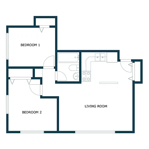 Floor plan Two Bedroom 21B